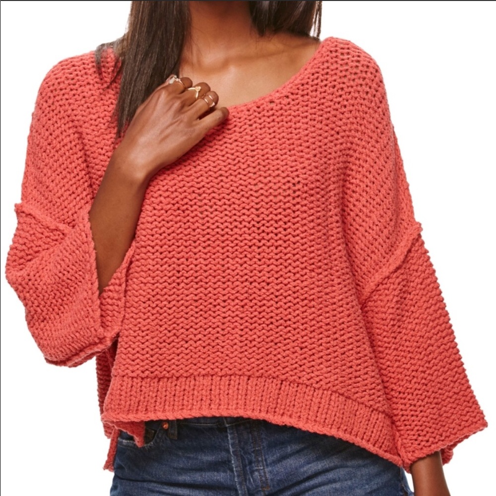 Free People Coral Oversized Sweater